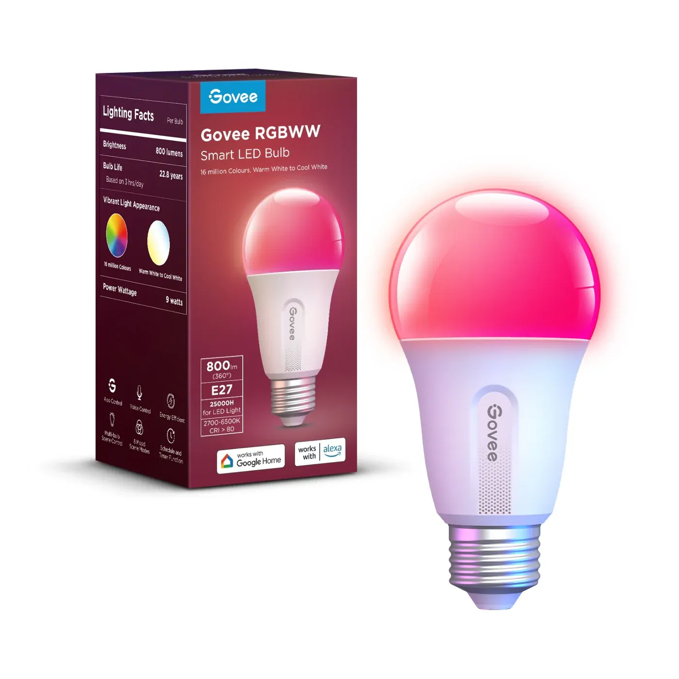 Govee Smart LED Light Bulb  Voice  App Controlled