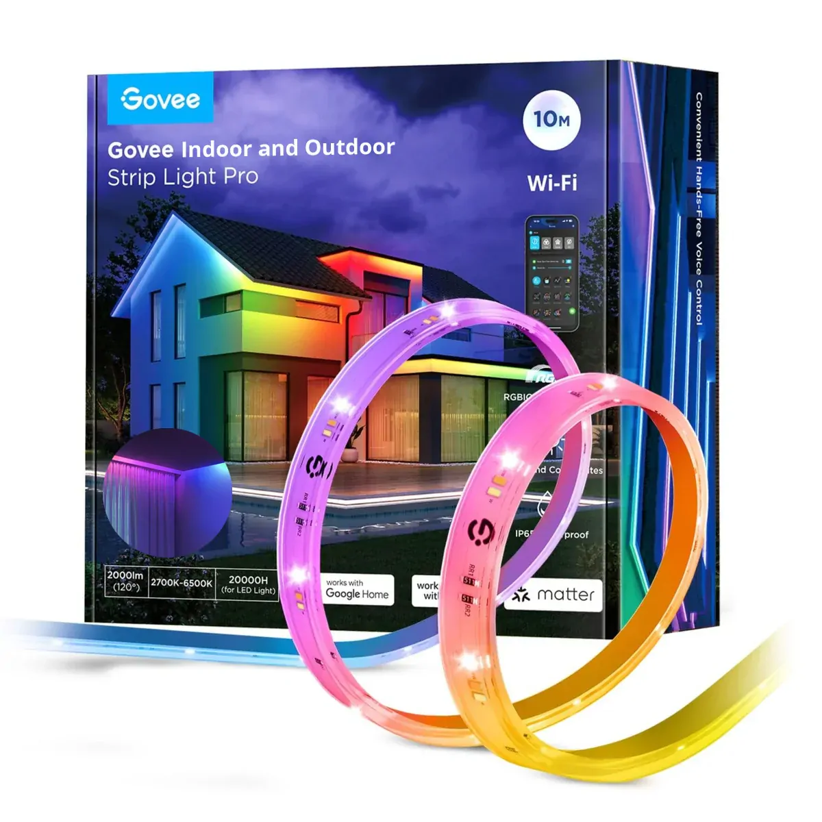 Govee 10m Smart RGBIC IndoorOutdoor Strip Light Pro