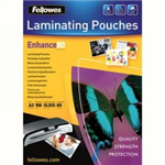 LAMINATING POUCHES FELLOWES 54X86MM 125 MICRON GLOSS PK99