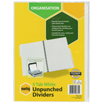 MARBIG 37305 DIVIDERS UNPUNCHED A4 5 TAB WHITE