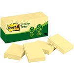 POSTIT 653RP 100 RECYCLED GREENER NOTES 35 X 48MM YELLOW PACK 12