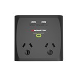MONSTER 2PORTUSB SURGE BLACK