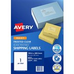 AVERY 936008 J8567 SHIPPING LABEL FROSTED INKJET 1UP CLEAR PACK 25  BOX 5