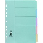 MARBIG DIVIDER MANILLA 5TAB A4 PASTEL ASSORTED
