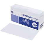 CUMBERLAND DL ENVELOPES SECRETIVE WALLET PLAINFACE STRIP SEAL POST OFFICE SQUARES 80GSM 110 X 220MM WHITE TRAY 100