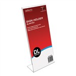 DEFLECTO SIGN HOLDER SLANTED PORTRAIT DL CLEAR