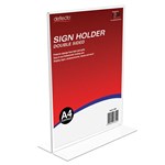 DEFLECTO SIGN HOLDER TSHAPE DOUBLE SIDED PORTRAIT A4 CLEAR
