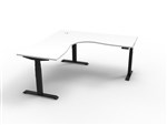 RAPIDLINE BOOST PLUS HEIGHT ADJUSTABLE CORNER WORKSTATION 1800 X 1800 X 750MM NATURAL WHITE TOP  BLACK FRAME