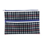 CELCO TARTAN PENCIL CASE 2 ZIP 375 X 264MM
