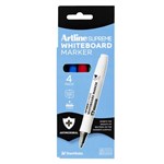 ARTLINE SUPREME ANTIMICROBIAL WHITEBOARD MARKER BULLET 15MM ASSORTED PACK 4