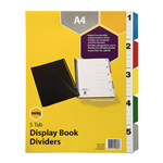 MARBIG DISPLAY BOOK INDICES  DIVIDERS 5 TAB PP A4 MULTI COLOUR
