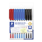 PEN STAEDTLER BP STICK 430 MED CARDBOARD 10 ASST