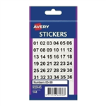 AVERY 932445 MULTIPURPOSE STICKERS 0099 11 X 11MM BLACK ON WHITE PACK 143