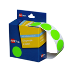 AVERY 937297 ROUND LABEL DISPENSER 24MM FLUORO GREEN BOX 349