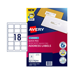 AVERY 959002 L7161 QUICK PEEL ADDRESS LABEL WITH SURE FEED LASER 18UP WHITE PACK 99