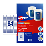 AVERY 959053 L7656 REMOVABLE MULTIPUROSE LABEL LASER INKJET 84UP WHITE PACK 24