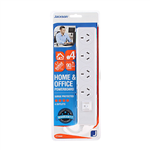 JACKSON POWERBOARD SURGE PROTECTED 4 OUTLET SWITCHED 900MM WHITE