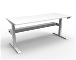 BOOST SINGLE SIDED WORKSTATION 1200MM W X 750MM D NATURAL WHITE TOP  WHITE SATIN FRAME WITH CABLE TRAY WITHOUT SCREEN