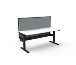 BOOST SINGLE SIDED WORKSTATION 1200MM W X 750MM D NATURAL WHITE TOP  BLACK SATIN FRAME WITH CABLE TRAY WITH SCREEN