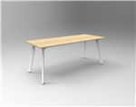 ETERNITY MEETING  BOARDROOM TABLE RECTANGLE 1800MM W X 750MM D NATURAL OAK TOP  WHITE SATIN BASE