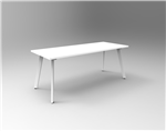 ETERNITY MEETING  BOARDROOM TABLE RECTANGLE 1800MM W X 750MM D NATURAL WHITE TOP  WHITE SATIN BASE