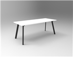 ETERNITY MEETING  BOARDROOM TABLE RECTANGLE 1800MM W X 900MM D NATURAL WHITE TOP  BLACK SATIN BASE