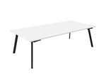 ETERNITY MEETING  BOARDROOM TABLE RECTANGLE 2100MM W X 750MM D NATURAL WHITE TOP  BLACK SATIN BASE