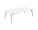 ETERNITY MEETING  BOARDROOM TABLE RECTANGLE 2100MM W X 750MM D NATURAL WHITE TOP  WHITE SATIN BASE